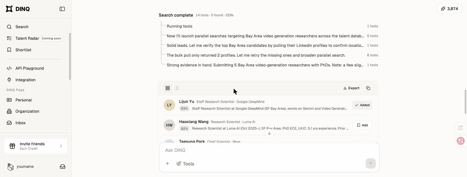 Search execution trail