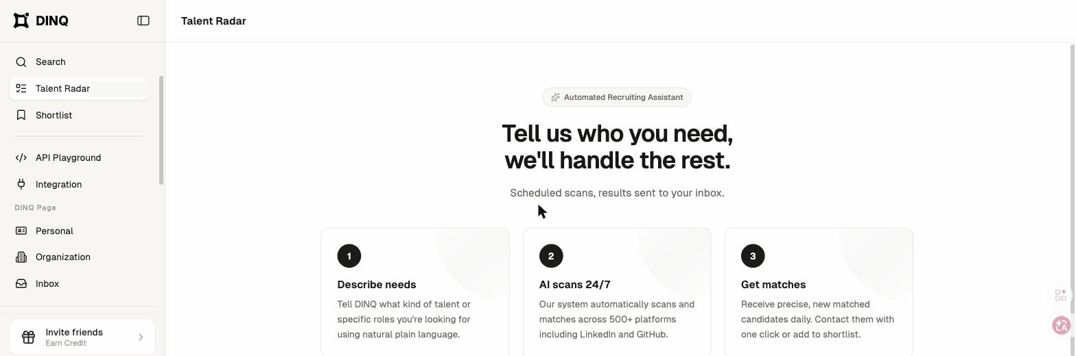 Live Talent Radar dashboard